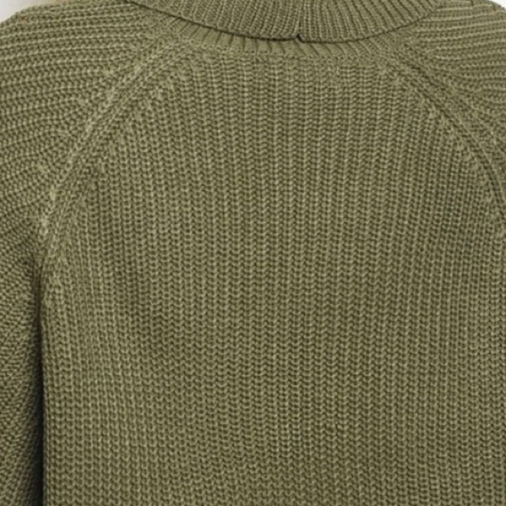 Army Green Knit Sweater With Cowl Neckline - Picture 8 of 8
